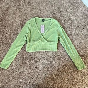 NWT Wild Fable Ribbed Cropped Sweater | Green | Size Large